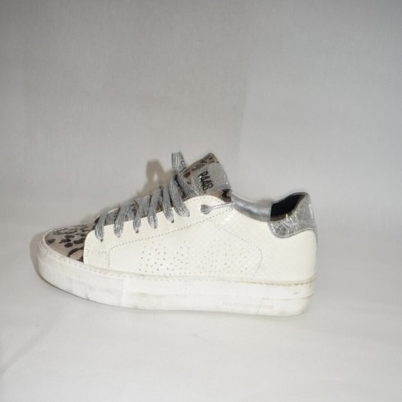 New! P448 John Leopard Tongue Low Top White Street Sneaker 38 EU 8 US DD347 - Picture 4 of 7